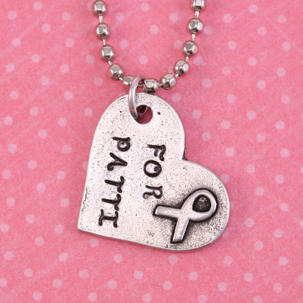 Metal Stamping Blanks Pewter Heart with Raised Awareness Ribbon, 19.2mm (.76") x 15.8mm (.62"), 16g
